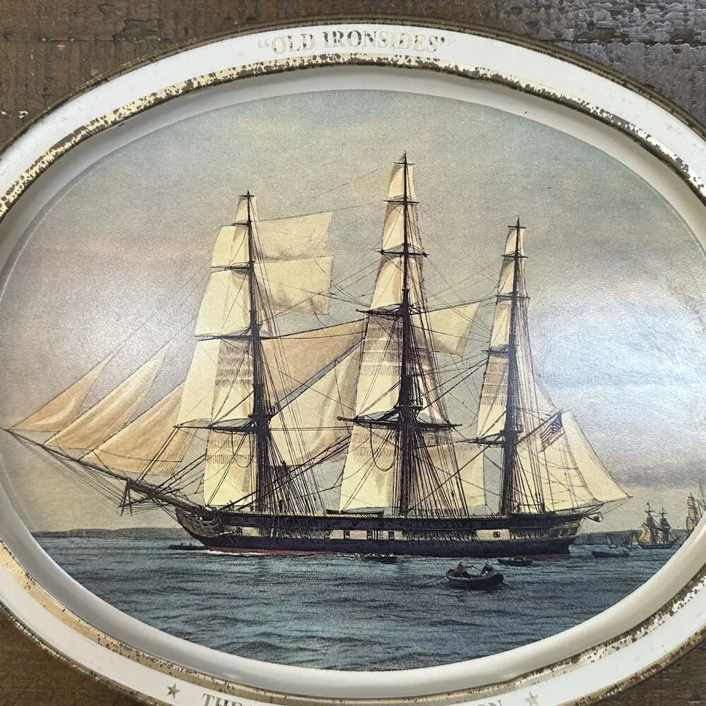 1976 Bicentennial Tray Set – Constellation & Old Ironsides Nautical Decor